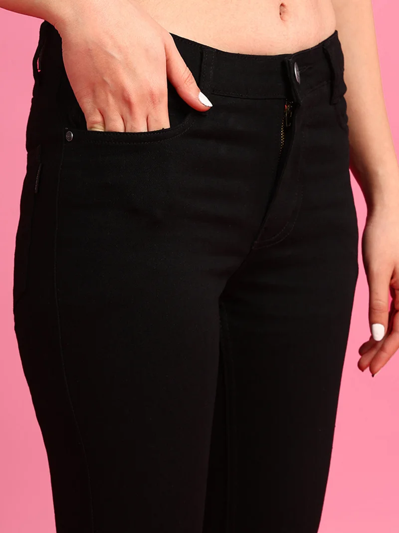 Urbano Fashion  Urbano Fashion Women's Black Skinny Fit Solid Jeans  | Best Price UAE