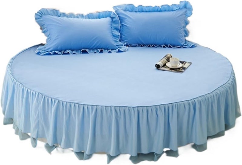 Ruffle Bed Skirt 3Pcs Cotton Round Bed Skirt Set for Home, Circle Sheet, Ruffles, Lace Bed Set(Color 8,3pcs Diameter 2.2m) - Image 1
