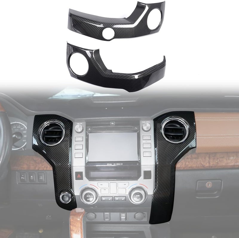 YUECHI Center Console Air Conditioning Outlet Panel Decorative Frame Set for Toyota Tundra 2014-2020 - Carbon Fiber Pattern - Image 1