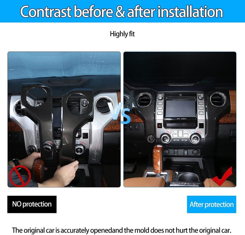 YUECHI Center Console Air Conditioning Outlet Panel Decorative Frame Set for Toyota Tundra 2014-2020 - Carbon Fiber Pattern - Image 5