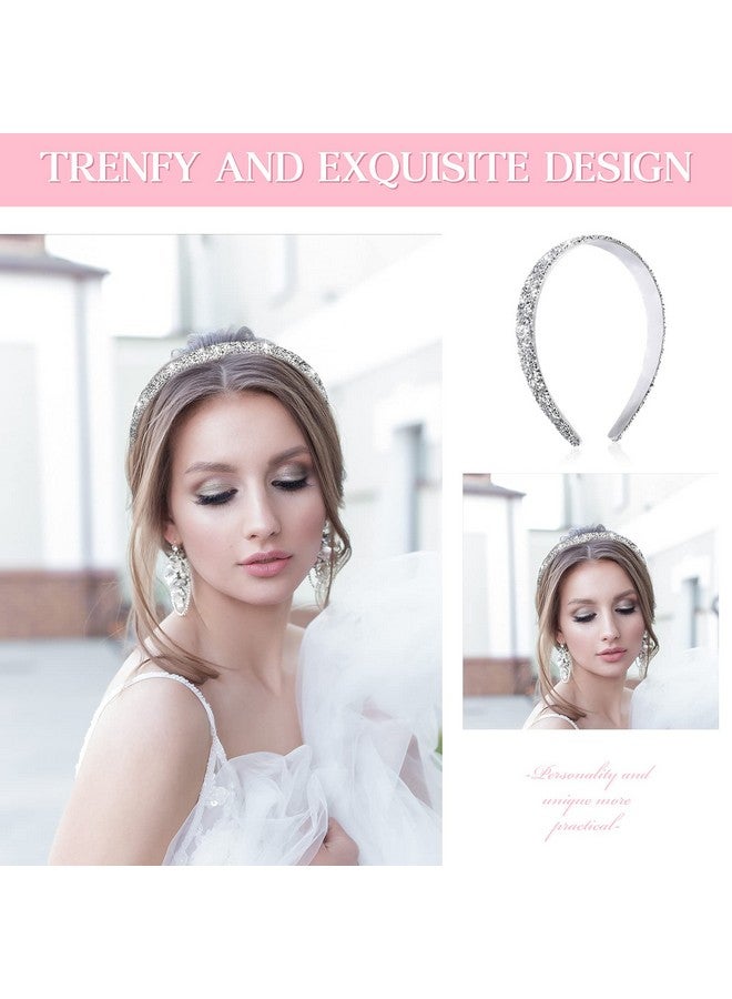 واي دريس 4 قطع من عصابة رأس مرصعة بأحجار الراين للنساء، عصابة رأس من الكريستال اللامع للنساء، عصابة رأس من الألماس اللامع، إكسسوارات شعر للنساء كهدية عيد ميلاد وزفاف (لون بسيط) - Image 2