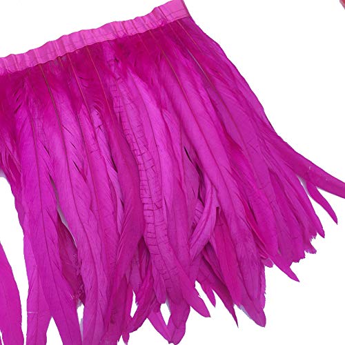 Sowder Rooster Hackle Feather Fringe Trim 10-12inch in Width Pack of 1 Yard(Fuchsia) - Image 4