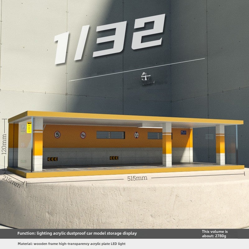 إسكدنيا Wholesale Miniature Car Garage Model, Wooden Dustproof Cover with Light, 1:32 733602-six-car orange version