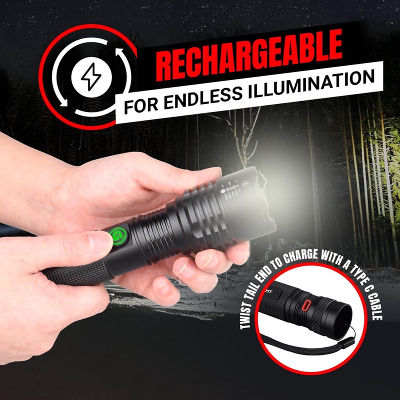 GearLight S2000 LED Rechargeable Flashlight High Lumens - Super Bright, Powerful, Mid-Size Tactical Flashlight for Outdoor Activity & Emergency Use - Image 2