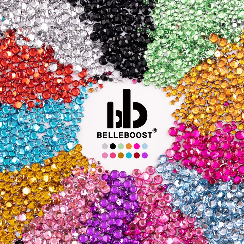 BELLEBOOST Two Packs of Flatback Rhinestones 4520 Pcs Colorful Nail Art Rhinestones Flatback Crystal Colorful+Transparent White Rhinestone with Picker Pencil and Tweezer for Nail Art and Decoration - Image 2