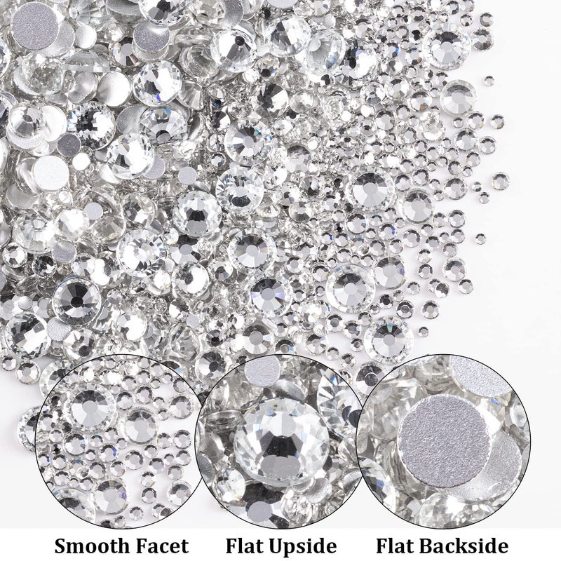 BELLEBOOST Two Packs of Flatback Rhinestones 4520 Pcs Colorful Nail Art Rhinestones Flatback Crystal Colorful+Transparent White Rhinestone with Picker Pencil and Tweezer for Nail Art and Decoration - Image 3