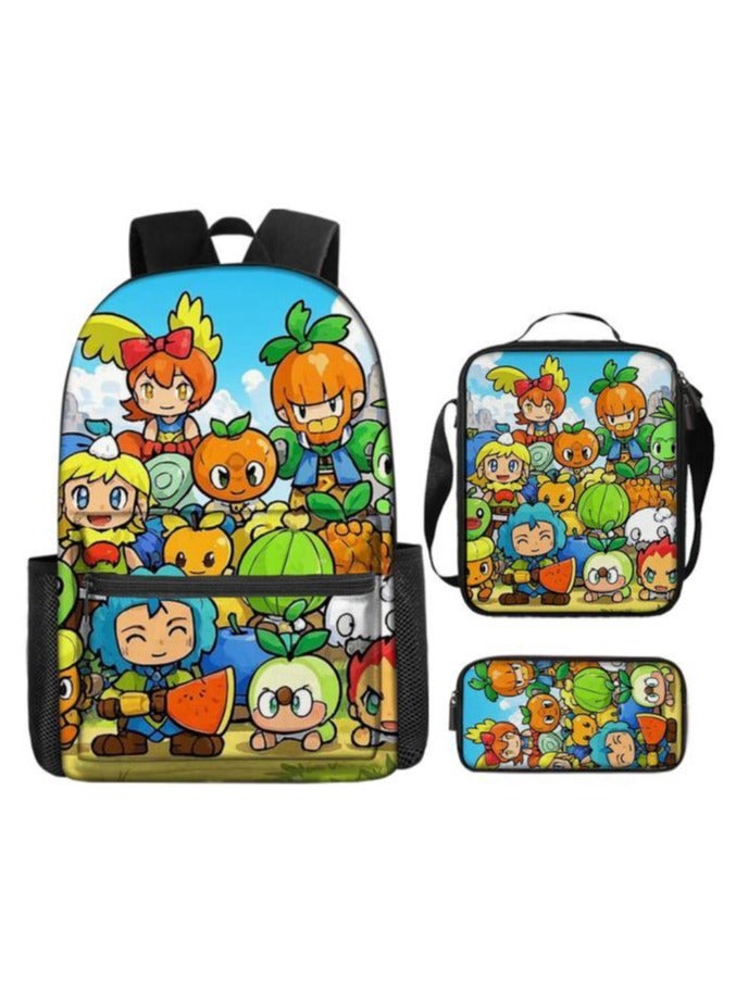 Cartoon three-piece schoolbag with zipper - 245 - Image 2