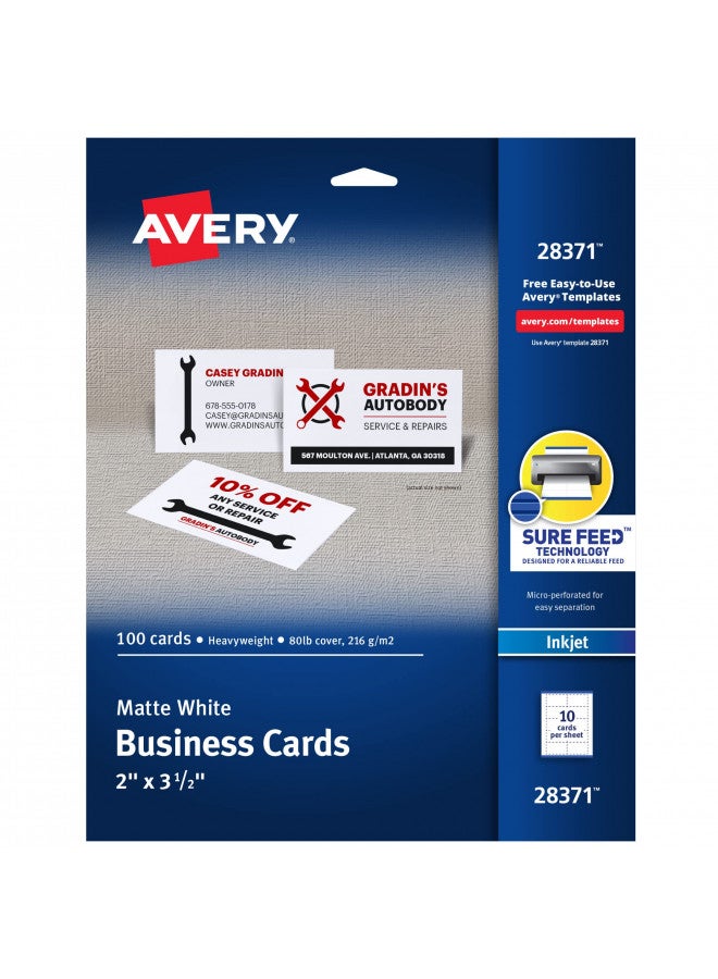 AVERY Avery Ink-Jet Printer White Business Cards (28371) - Image 1