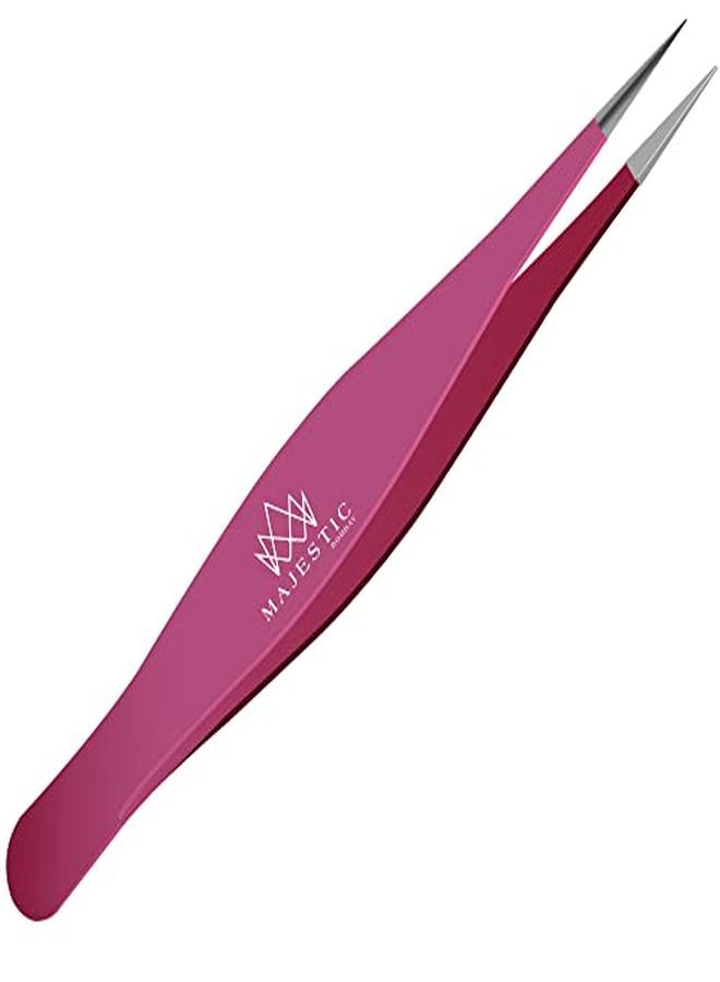 Majestic Bombay Rs For Ingrown Hair - Precision Sharp Needle Nose Pointed Tweezers For Splinters, Ticks & Glass Removal - Best For Eyebrow Hair, Facial Hair Removal (Pink) - Image 1