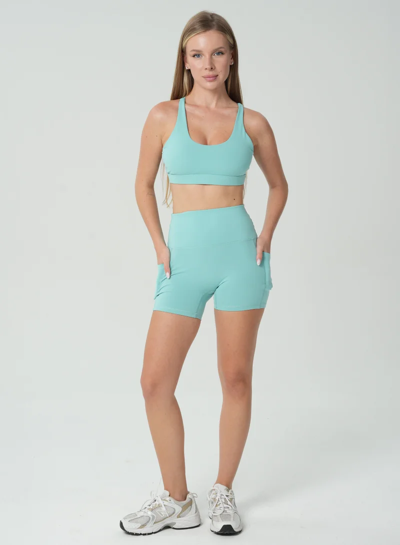 Mohuki Cyan Levi Side Pocket Shorts for Women | Best Price UAE