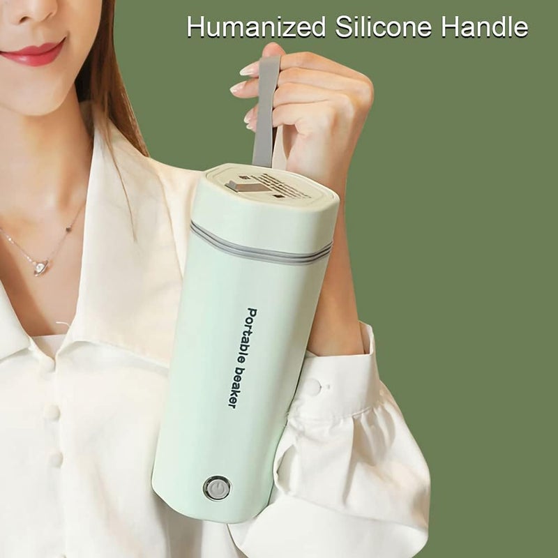 MAKINGTEC Portable Electric Kettle, Stainless Steel Liner Travel Electric Cup Home Mini Heating Teapot Fast Cooking Single Cup Water Heater 350ml Hot Water Bottle (light Green) - Image 2