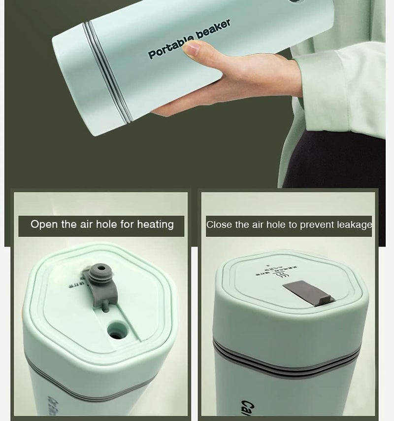 MAKINGTEC Portable Electric Kettle, Stainless Steel Liner Travel Electric Cup Home Mini Heating Teapot Fast Cooking Single Cup Water Heater 350ml Hot Water Bottle (light Green) - Image 3