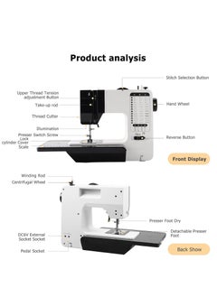 ماكينة خياطة صغيرة مع طاولة تمديد ومجموعة أدوات خياطة، ماكينات خياطة كهربائية صغيرة ذات سرعة مزدوجة، حتى 38 نمط غرزة مدمج - pzsku/Z229BE9F55E7E4831BAE3Z/45/_/1724679733/49b3dac8-b896-4464-a580-4f57e088c918