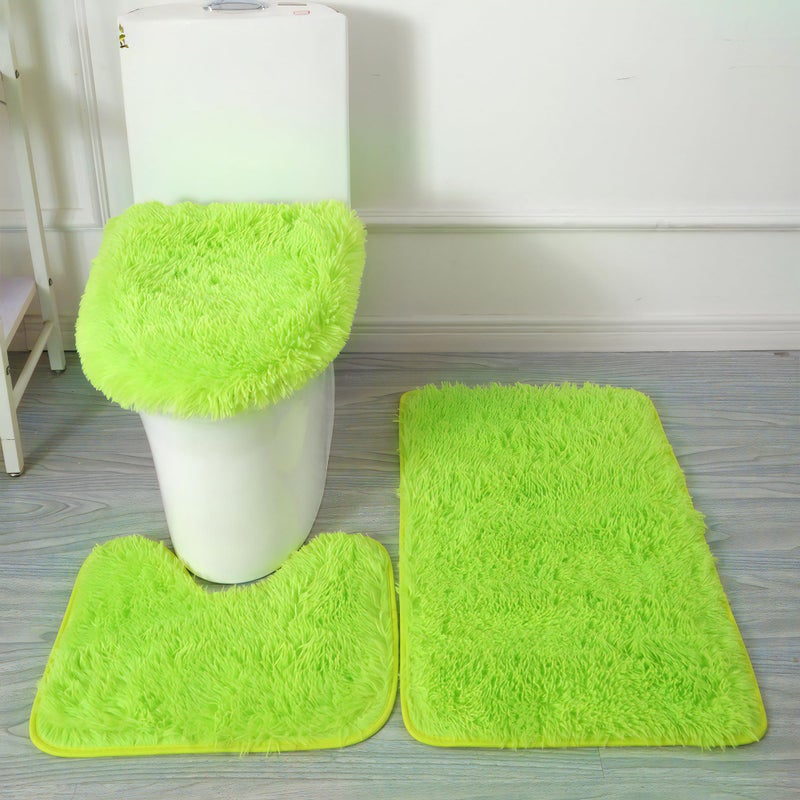 Eanpet Green Bathroom Rugs Sets 3Piece Bath Mat Solid Bath Rug Floor Mats Washable Shower Rug with UShaped Contour Rug Toilet Lid Cover - Image 2