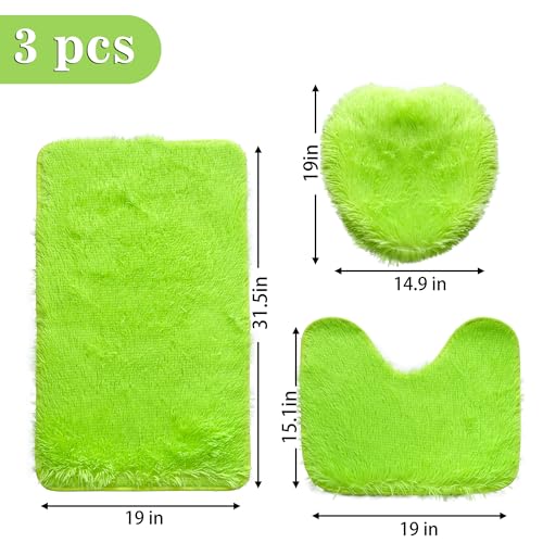 Eanpet Green Bathroom Rugs Sets 3Piece Bath Mat Solid Bath Rug Floor Mats Washable Shower Rug with UShaped Contour Rug Toilet Lid Cover - Image 3