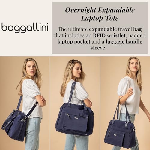 Baggallini Overnight Expandable Laptop Tote - 16.5"x13.5" Lightweight Weekender Carry-on Travel Bag for Women - Image 2