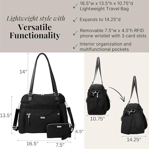 Baggallini Overnight Expandable Laptop Tote - 16.5"x13.5" Lightweight Weekender Carry-on Travel Bag for Women - Image 5