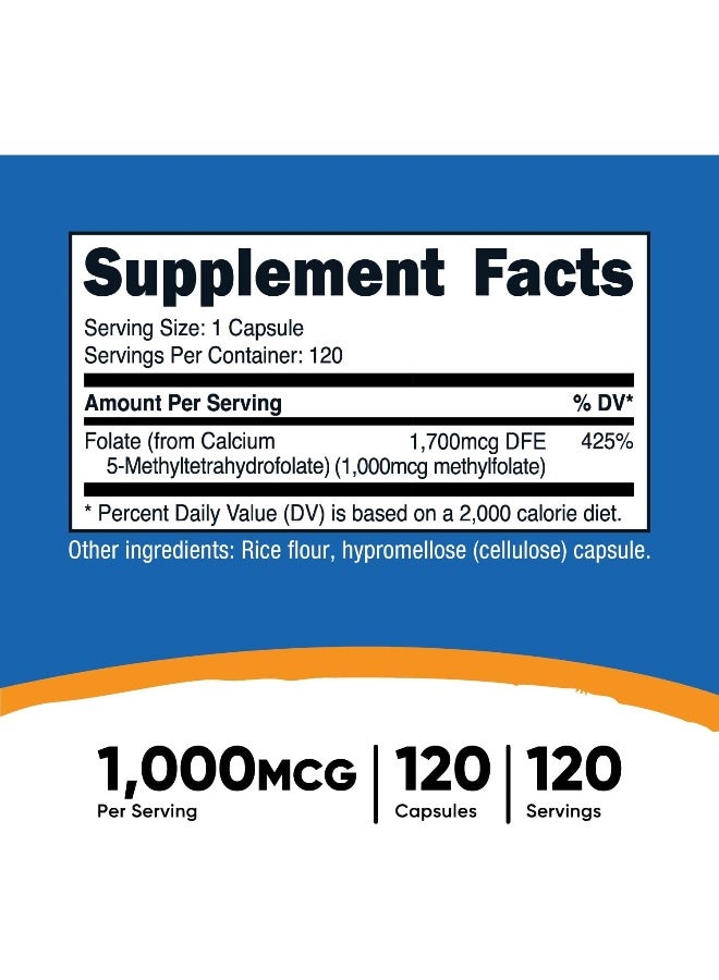 Nutricost Methyl Folate 1000Mcg, 120 Veggie Capsules - Gluten Free, Non-Gmo - Image 2