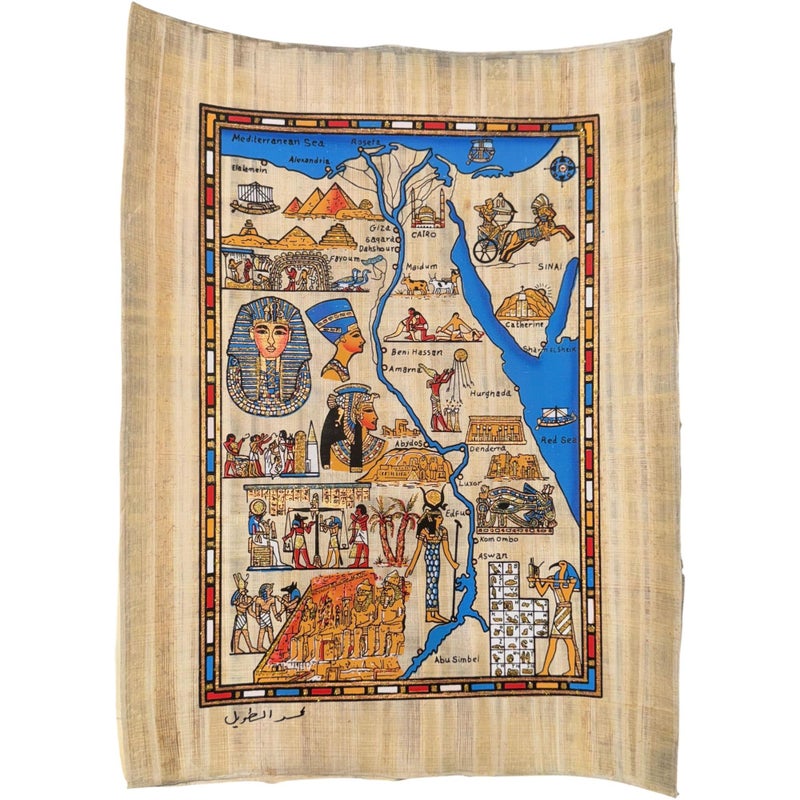 100% Authentic Egyptian Papyrus – Pharaonic Map of Ancient Egypt – Completely Handmade – Size 30x40cm - Image 2