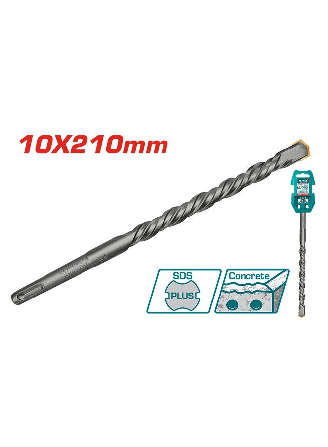 توتال تولز مثقاب مطرقة TOTAL SDS Plus مقاس ١٠×٢١٠ مم - رأس كربيد عالي التحمل | ساق SDS+ لحفر الخرسانة والطوب والحجر
