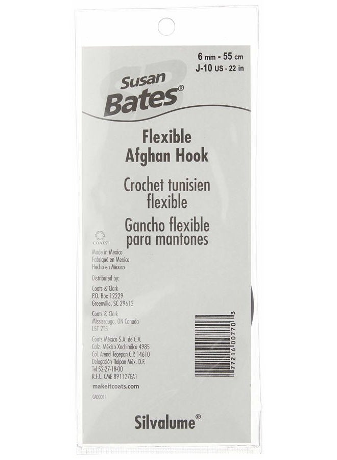 Susan Bates Silvalume Aluminum Flexible Afghan Crochet Hook 22", Size J10/6mm - Image 2