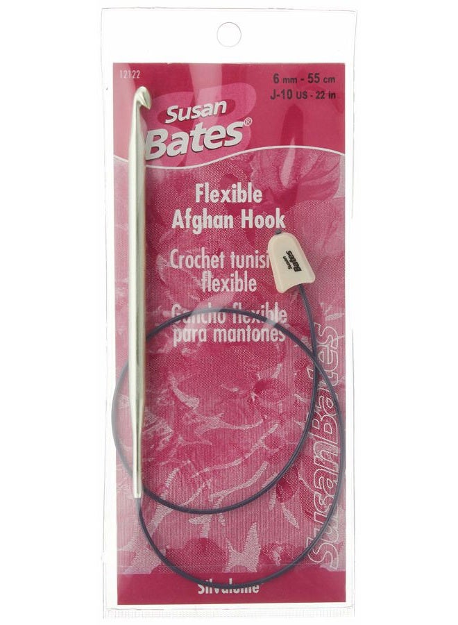 Susan Bates Silvalume Aluminum Flexible Afghan Crochet Hook 22", Size J10/6mm - Image 1