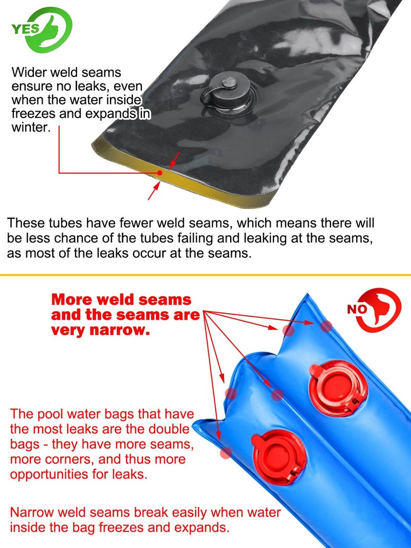 Abimars 0.7mm Thicker Black Winter Water Tube for Pool Safety Covers, 6 Pack 10 FT Water Weight Bags for Pool Side, Three-Layer Composite Material - Image 5