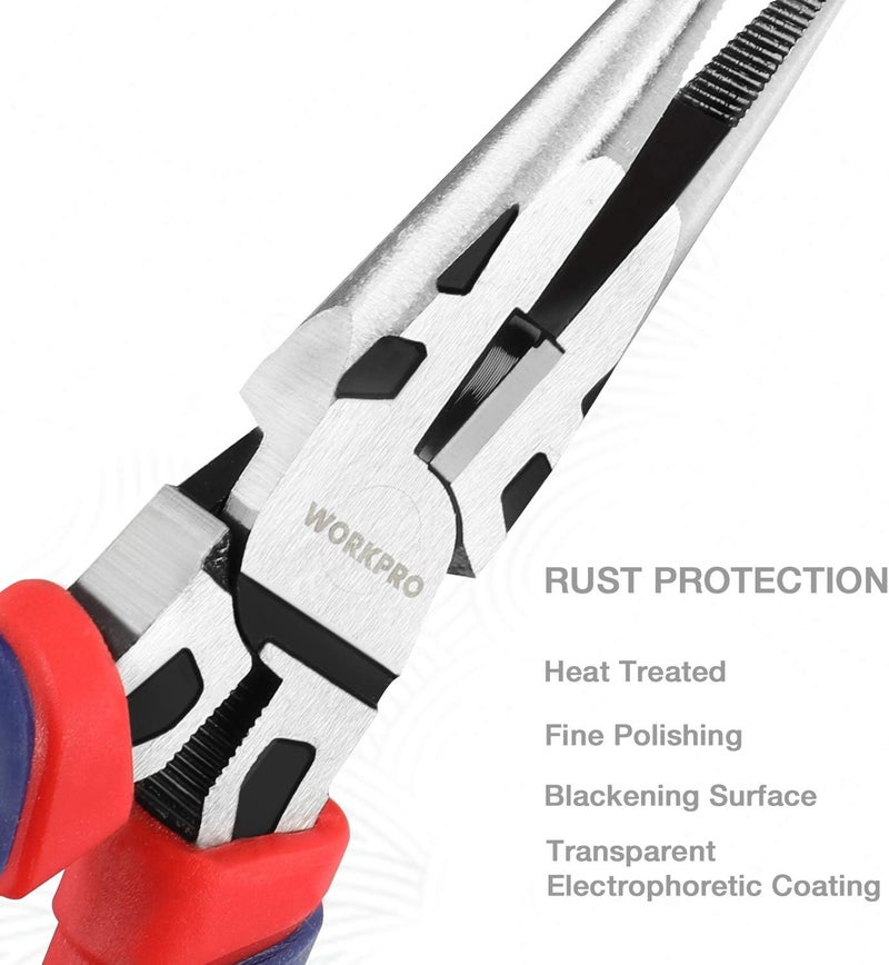 WORKPRO Pliers Set, Premium Cr-V Construction, Includes 6 Inch Slip Joint, Long Nose, Diagonal Cutting, 8 Inch Groove Joint, 7 Inch Linesman and Storage Pouch, for Basic Repair - Image 2