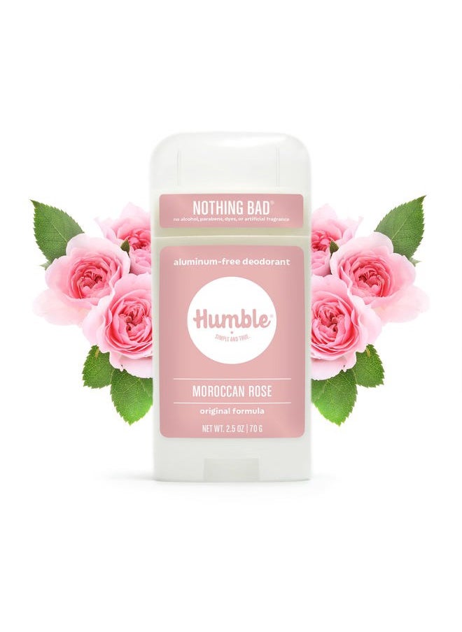 HUMBLE SIMPLE AND TRUE. - HUMBLE BRANDS Original Formula Aluminum-free Deodorant. Long Lasting Odor Control with Baking Soda and Essential Oils, Moroccan Rose, 2.5 oz, 3 Pack - Image 1