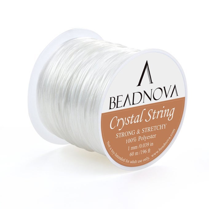 1MM ELASTIC STRETCH POLYESTER JEWELRY BRACELET CRYSTAL STRING CORD 60M ROLL (CLEAR WHITE),1 COUNT
