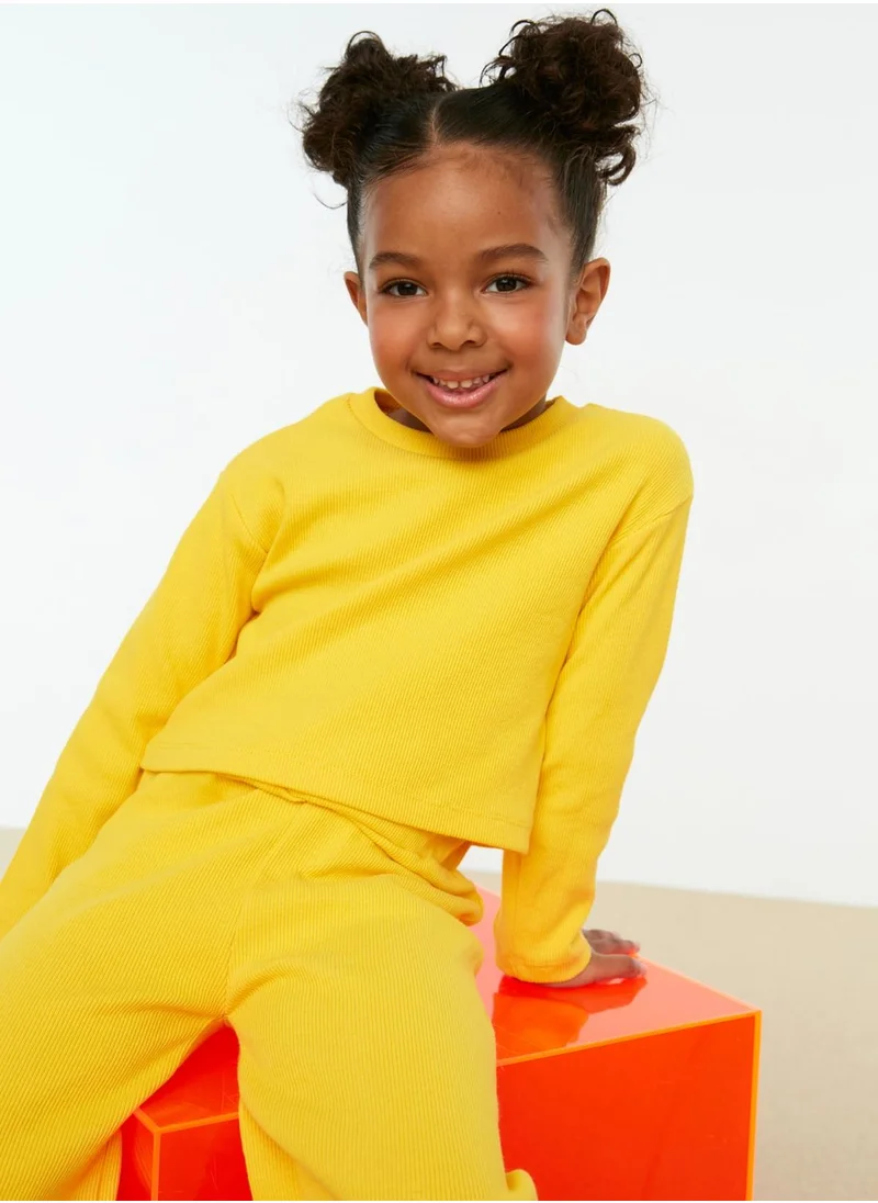 trendyol Kids Ribbed T-Shirt & Pants Set