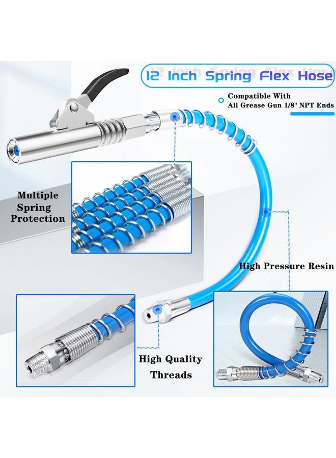 FACITE Grease Gun Coupler Quick Lock Release Lube 2pcs Grease Gun Tip Fitting+Grease Gun Hose Tube Extra Gift 9pcs Grease Nozzle M6-M10 Kit Compatible With All Grease Gun 1/8" Npt Ends 12000 PSI - Image 4