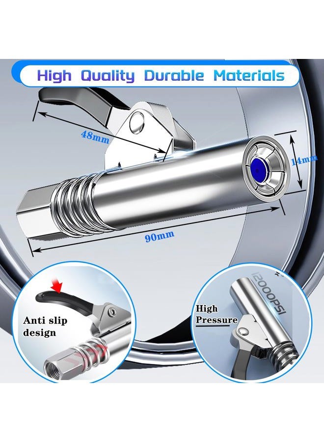 FACITE Grease Gun Coupler Quick Lock Release Lube 2pcs Grease Gun Tip Fitting+Grease Gun Hose Tube Extra Gift 9pcs Grease Nozzle M6-M10 Kit Compatible With All Grease Gun 1/8" Npt Ends 12000 PSI - Image 3