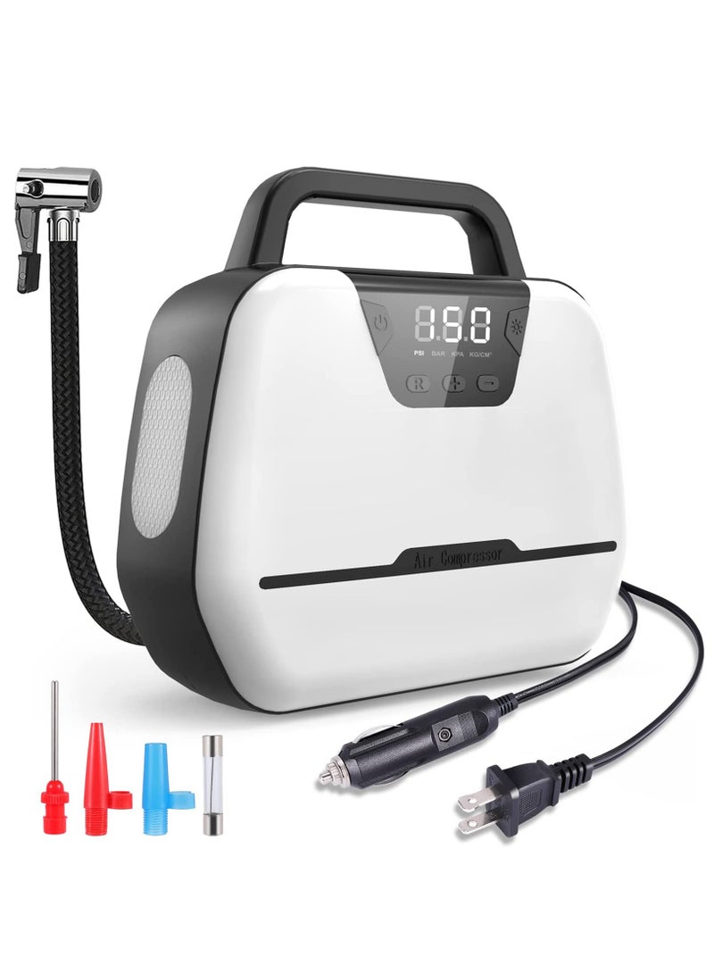 KASTWAVE Portable Air Compressor for Car Tires, Electric Air Pump for Bike and Other Inflatables at Home, Dual Powerful Motors Wheel Tire Inflators with Digital Pressure Gauge (LED Light) - Image 1