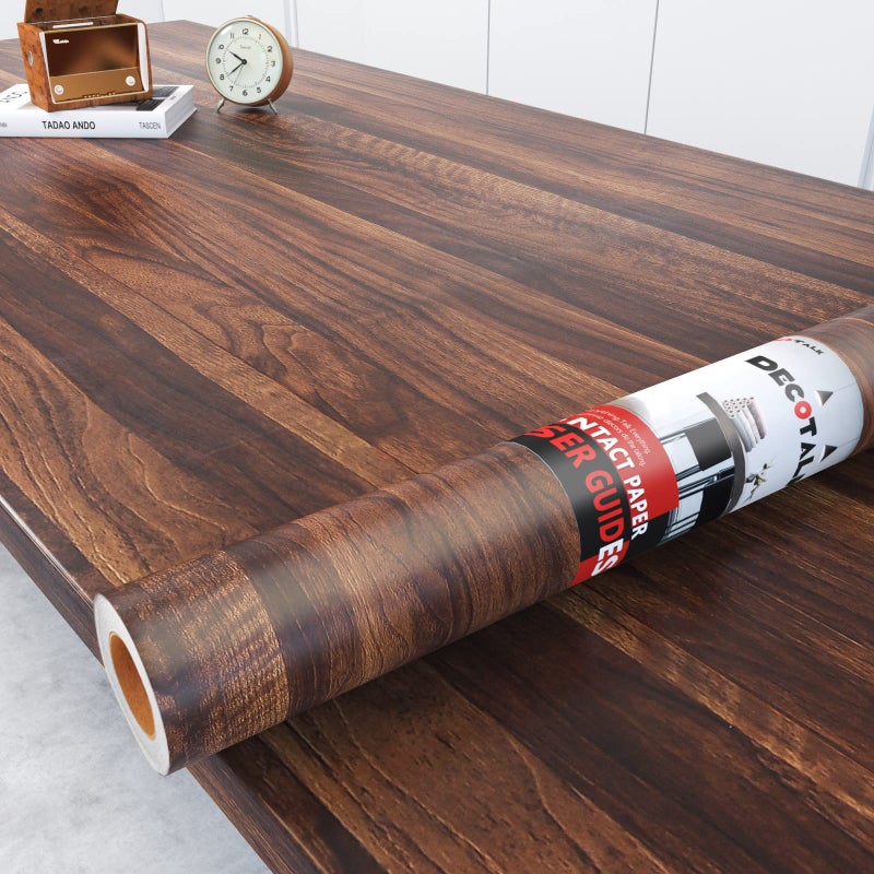 Decotalk 30x200 Wood Grain Contact Paper Wood Contact Paper Peel and Stick Wood Wallpaper Self Adhesive Wood Look Contact Paper for Countertops Walnut Wood Wallpaper Removable Wood Vinyl Wrap