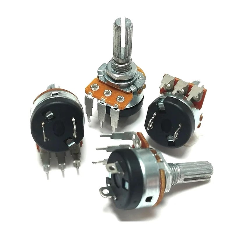 2 قطعة من مقاومات RV16S من نوع Single Potentiometer، موديل WHT148، مزودة بمفتاح، بقيم مقاومة 20مم، B5K، B10K، B50K، B500K، مناسبة للاستخدام في مكبرات الصوت، بقيم مقاومة 5k، 10k، 50k، 500k (500 كيلوأوم). - Image 4