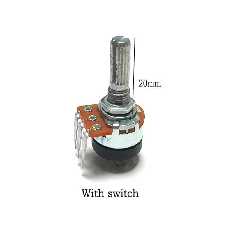 2 قطعة من مقاومات RV16S من نوع Single Potentiometer، موديل WHT148، مزودة بمفتاح، بقيم مقاومة 20مم، B5K، B10K، B50K، B500K، مناسبة للاستخدام في مكبرات الصوت، بقيم مقاومة 5k، 10k، 50k، 500k (500 كيلوأوم). - Image 2