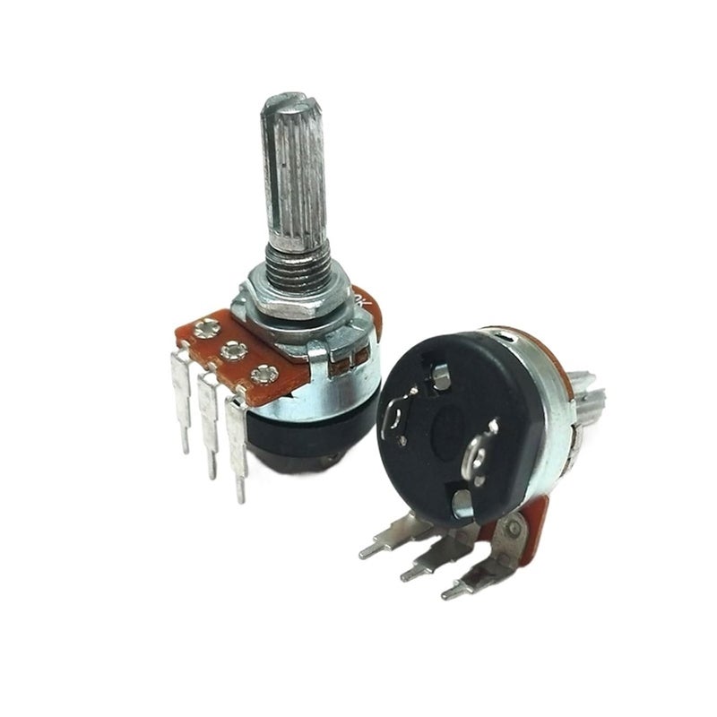 2 قطعة من مقاومات RV16S من نوع Single Potentiometer، موديل WHT148، مزودة بمفتاح، بقيم مقاومة 20مم، B5K، B10K، B50K، B500K، مناسبة للاستخدام في مكبرات الصوت، بقيم مقاومة 5k، 10k، 50k، 500k (500 كيلوأوم). - Image 1