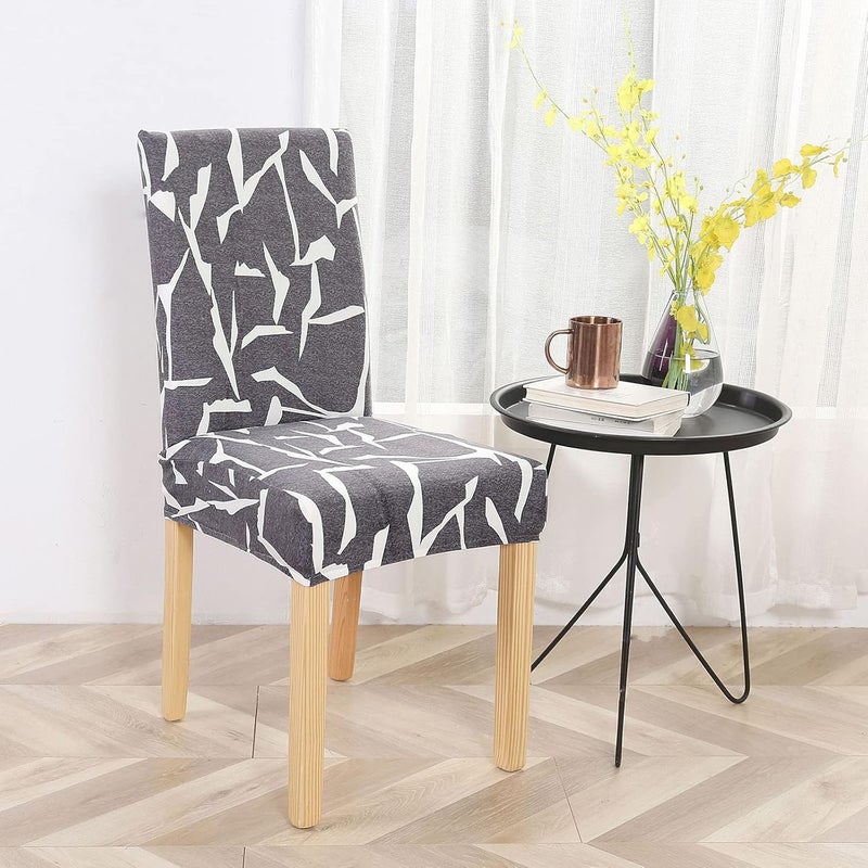 Stretch Chair Slipcovers, Milk Silk Print Soft Stretch Chair Covers, Removable and Washable Chair Cover, Suitable for Restaurant, Wedding, Hotel Banquet, (Impressionism-Dark Gray) 6pcs - Image 2