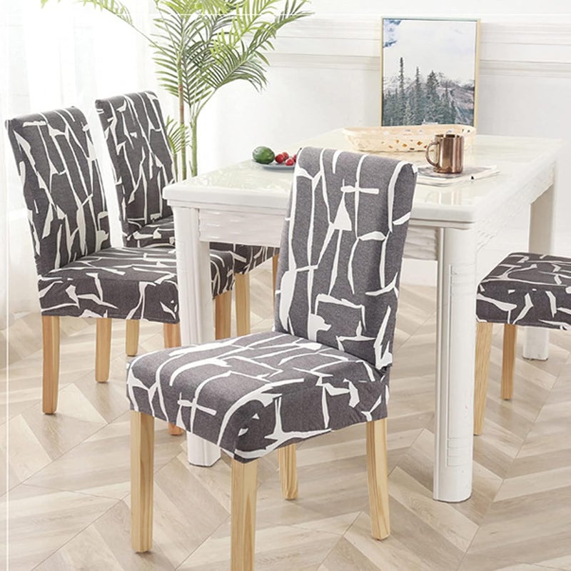 Stretch Chair Slipcovers, Milk Silk Print Soft Stretch Chair Covers, Removable and Washable Chair Cover, Suitable for Restaurant, Wedding, Hotel Banquet, (Impressionism-Dark Gray) 6pcs - Image 3
