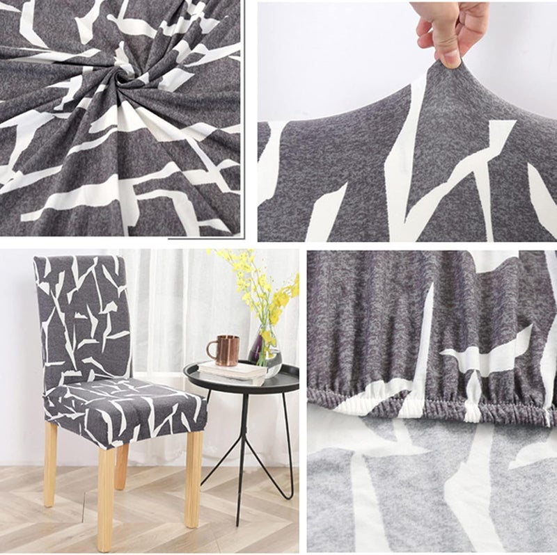 Stretch Chair Slipcovers, Milk Silk Print Soft Stretch Chair Covers, Removable and Washable Chair Cover, Suitable for Restaurant, Wedding, Hotel Banquet, (Impressionism-Dark Gray) 6pcs - Image 4