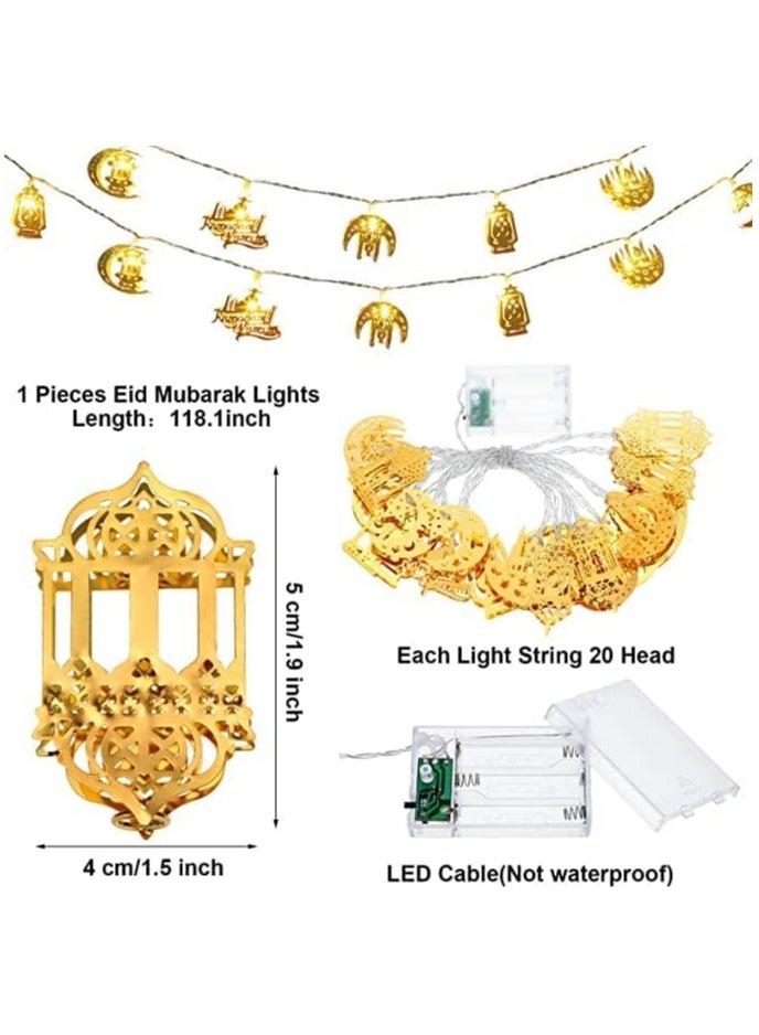 أضواء سلسلة العيد، فانوس نجمة القمر، أضواء LED مزخرفة، تنطبق على، ديكور داخلي خارجي، لوازم الحفلات، 9.84 قدم (د) - Image 3