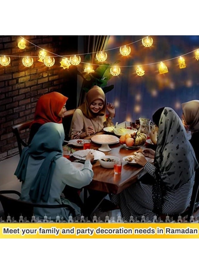 أضواء سلسلة العيد، فانوس نجمة القمر، أضواء LED مزخرفة، تنطبق على، ديكور داخلي خارجي، لوازم الحفلات، 9.84 قدم (د) - Image 5