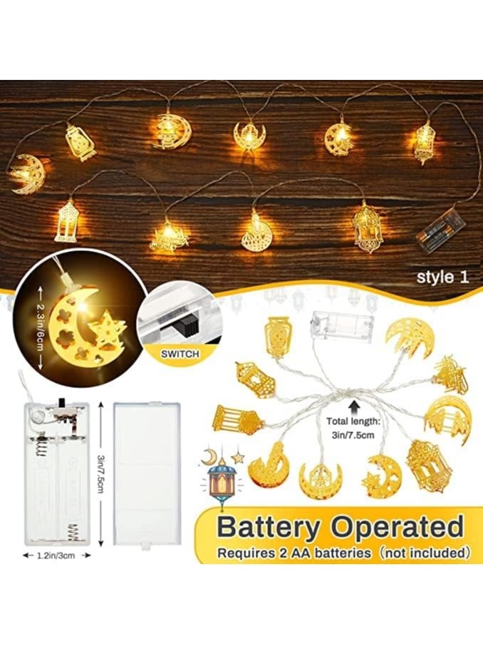 أضواء سلسلة العيد، فانوس نجمة القمر، أضواء LED مزخرفة، تنطبق على، ديكور داخلي خارجي، لوازم الحفلات، 9.84 قدم (د) - Image 2