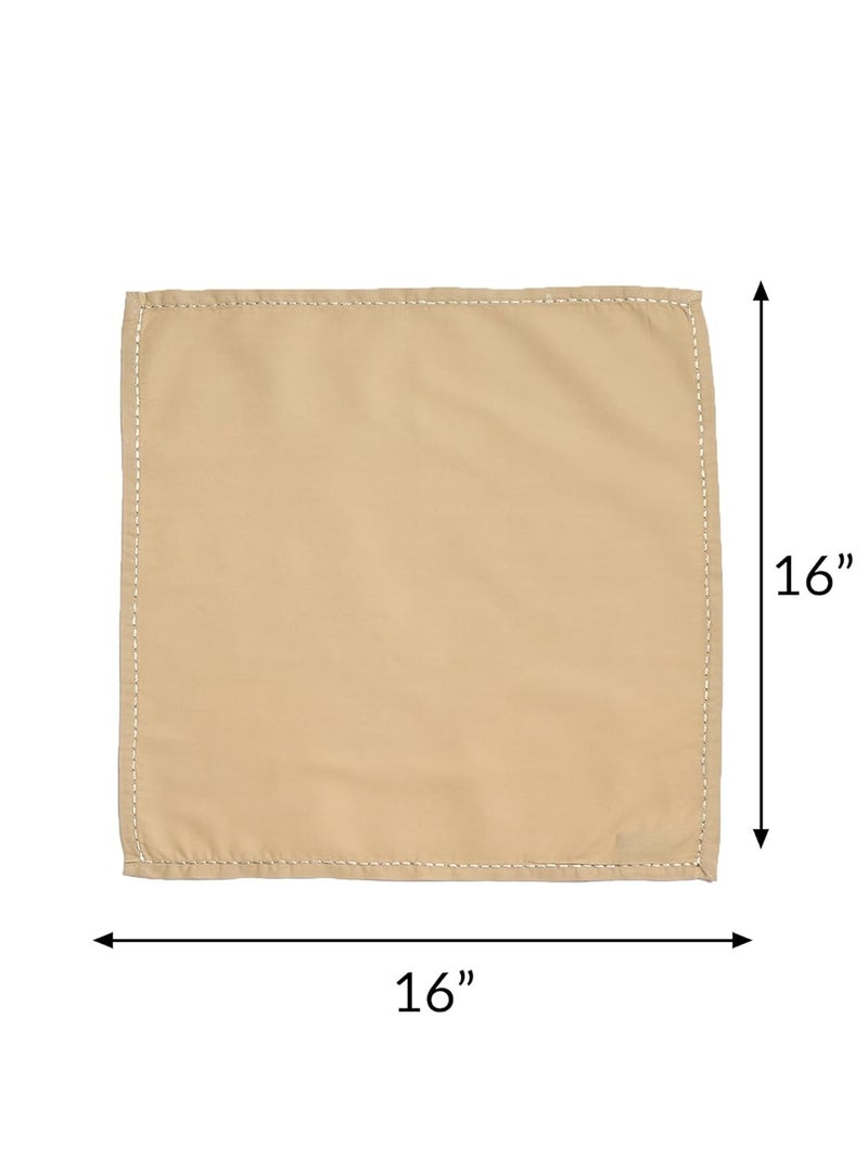Zeba World Dinner Table Napkins 100% Cotton Set of 6 pcs | Embroidered Chawal Taka | Washable and Reusable Napkins for Dinner Table - Beige - 16x16 inches (40x40cms) (Pack of 6) - Image 4