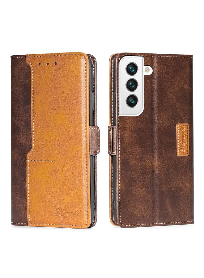 S-TOP Case For Samsung Galaxy S22 5G Retro Texture Contrast Color Side Buckle Horizontal Flip Leather Case with Holder & Card Slots & Wallet - Image 2