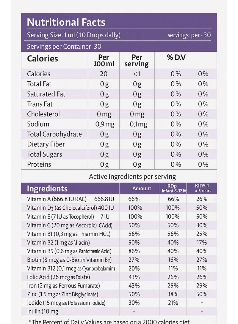 ادفانس فيتا برست قطرات مجموعة فيتامينات للاطفال و الرضع بنكهة البرتقال 30 مل - Image 3