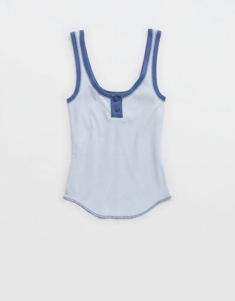 Aerie  Aerie Ribbed Henley Tank Top for Women | Best Price UAE