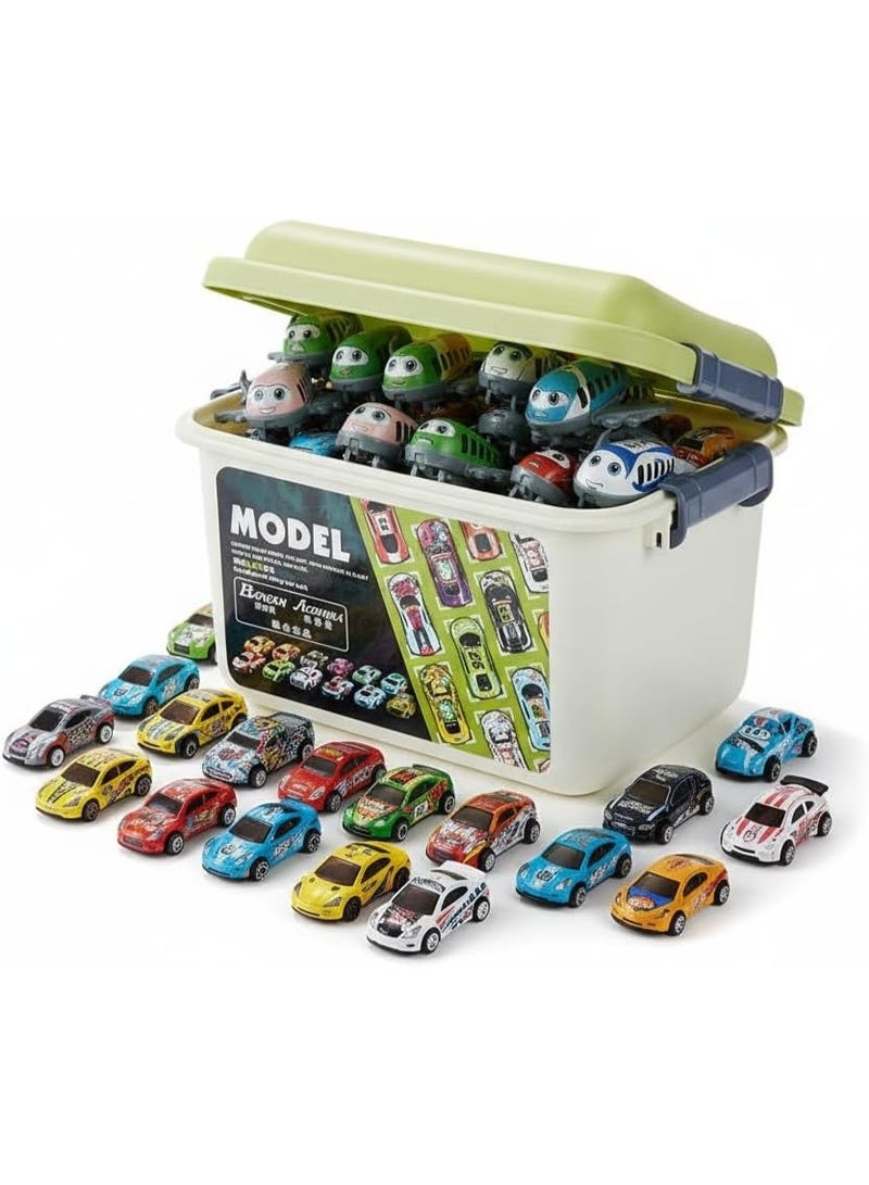20 Pack Pull Back Toy Cars – Mini Race Car Vehicles with Storage Box, Friction Powered Party Favor Toys for Boys, Girls & Toddlers Ages 3+ - Image 1