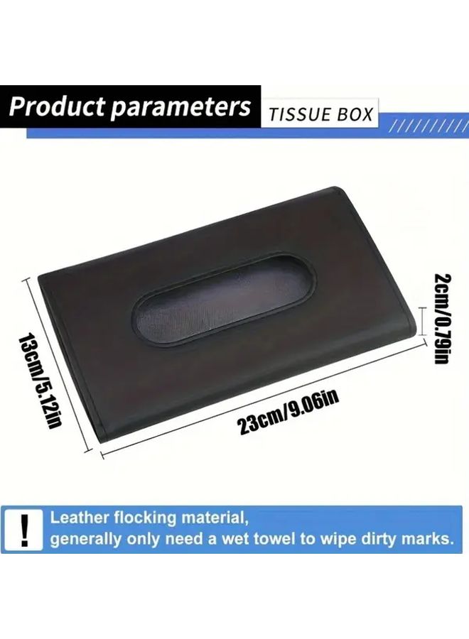 Black Strap Style Car Tissue Box Hanging Sun Visor Organizer Faux Leather Rear Seat Holder - Image 2
